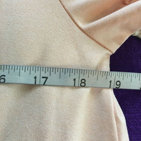 Reb in J 220 Shirt Womens Sz M Peach Flowy Short Sleeve Knit Tunic Top Lace Trim - Picture 9 of 10